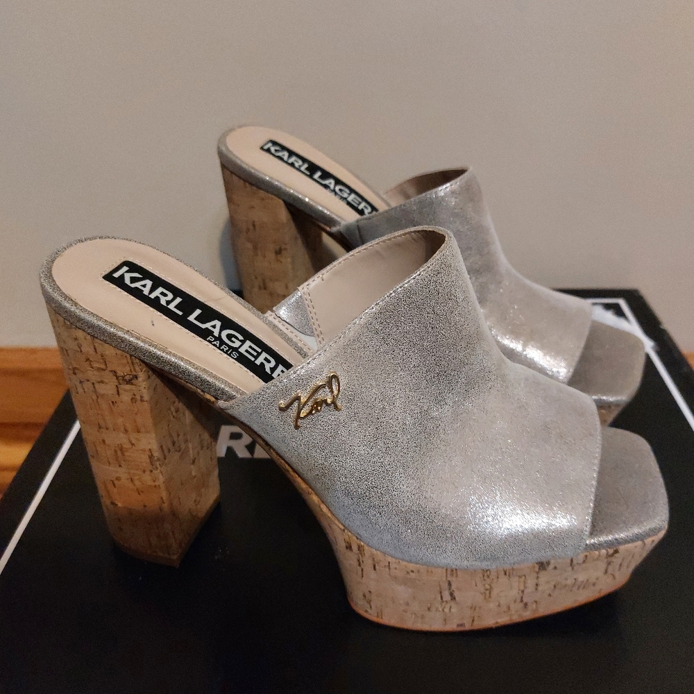 KARL LAGERFELD PARIS Women's Hensley Platform Sandals Size 8